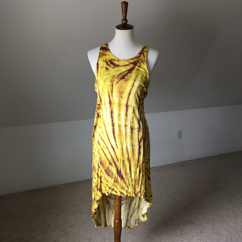 Yellow & Camel Tribal Cut Out Hi-Low Dress NWOT - Picture 1 of 8